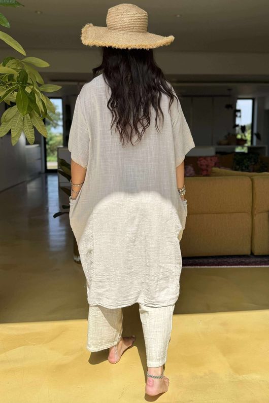 Made in Italy Milo Cotton Slouch Sac Dress Stone